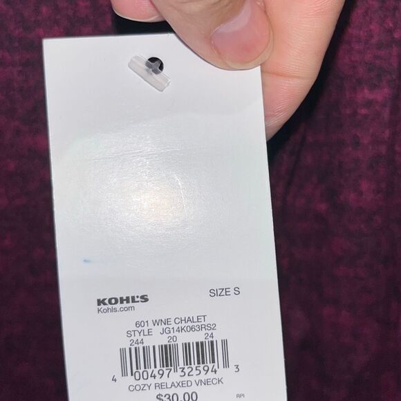 SO, Women's Wine Chalet Heather V-Neck Long Sleeve Pullover Sweater Small NWT - Picture 6 of 8